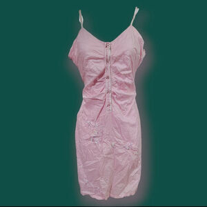 Pink Beaded Mini Dress Vintage Object Medium Baby Pink Y2K Dress
